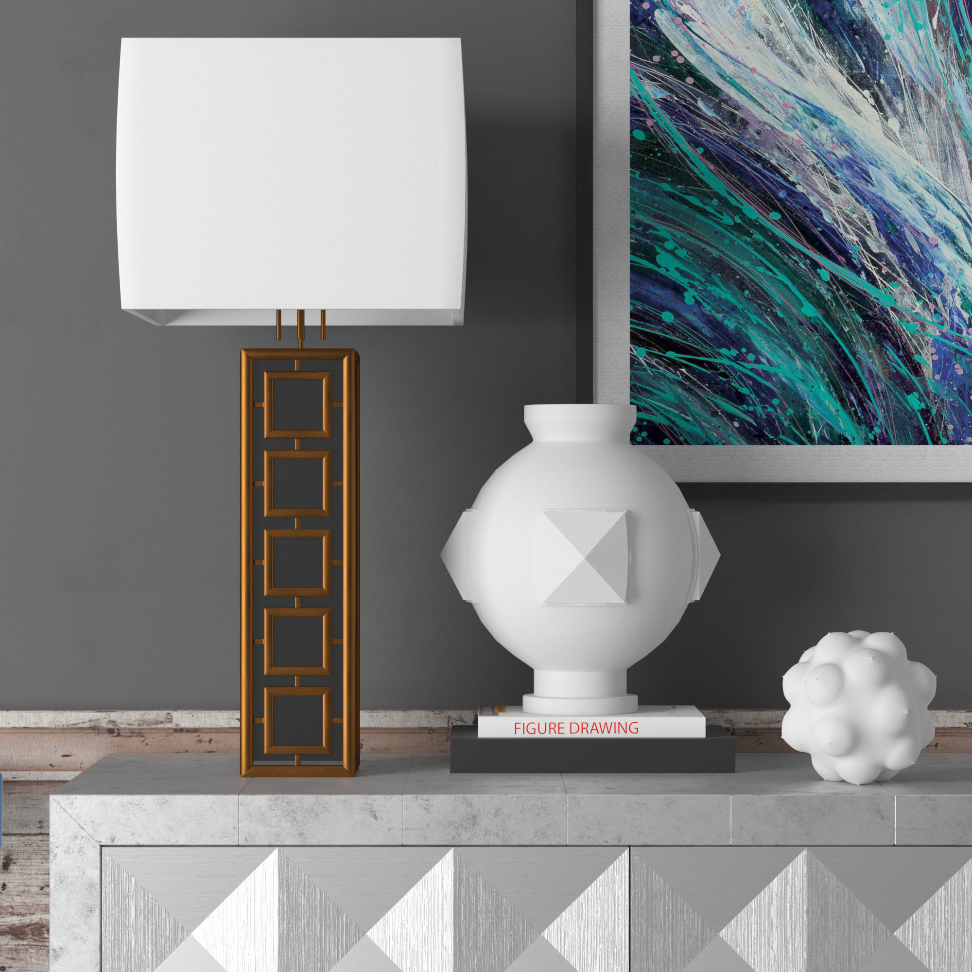 Console whith decor 2 3D model_6