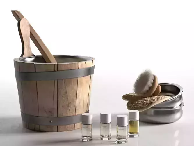 Sauna Bucket with Bath Accessories