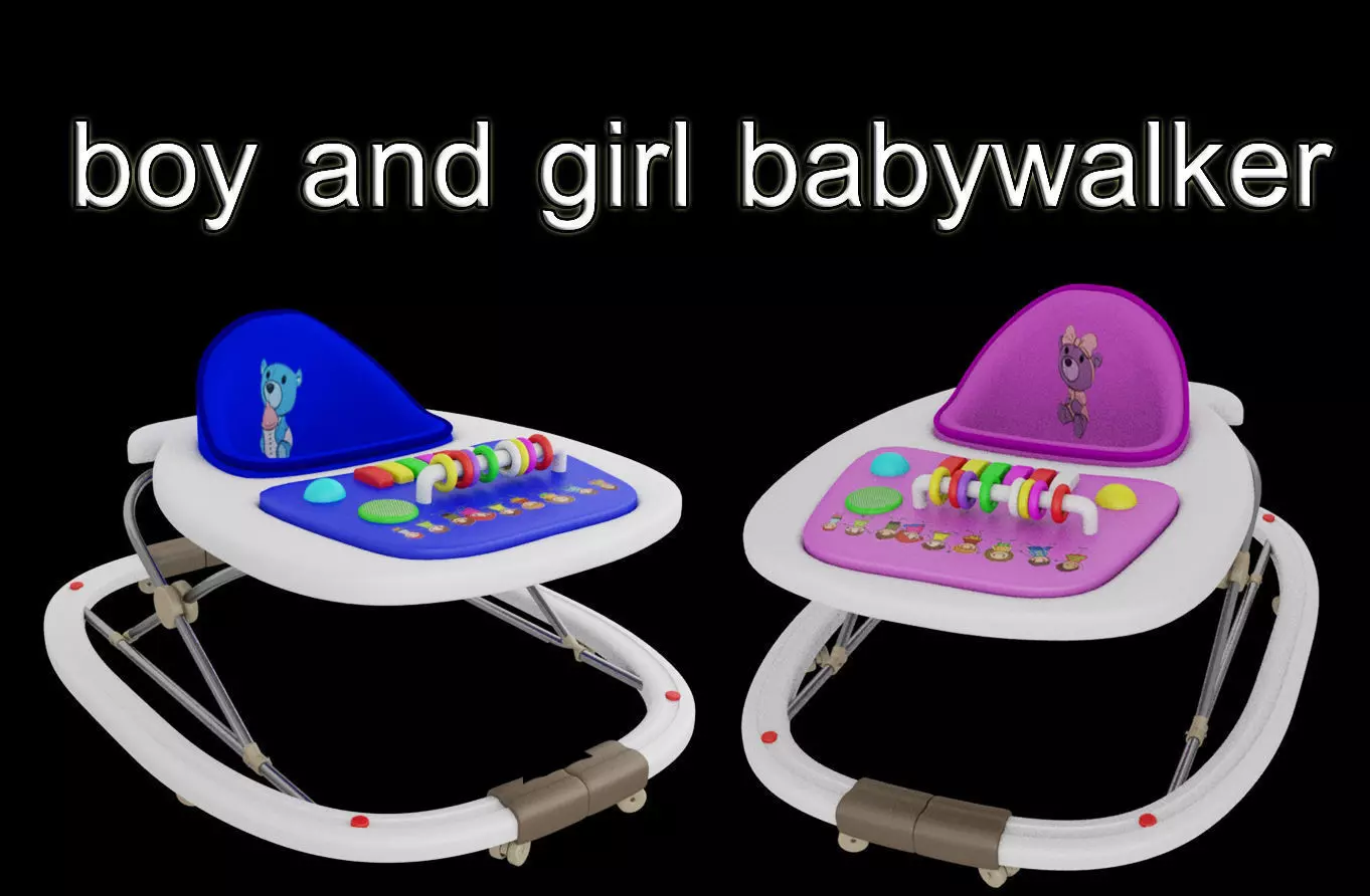 HQ baby walker boy and girl model 3D model