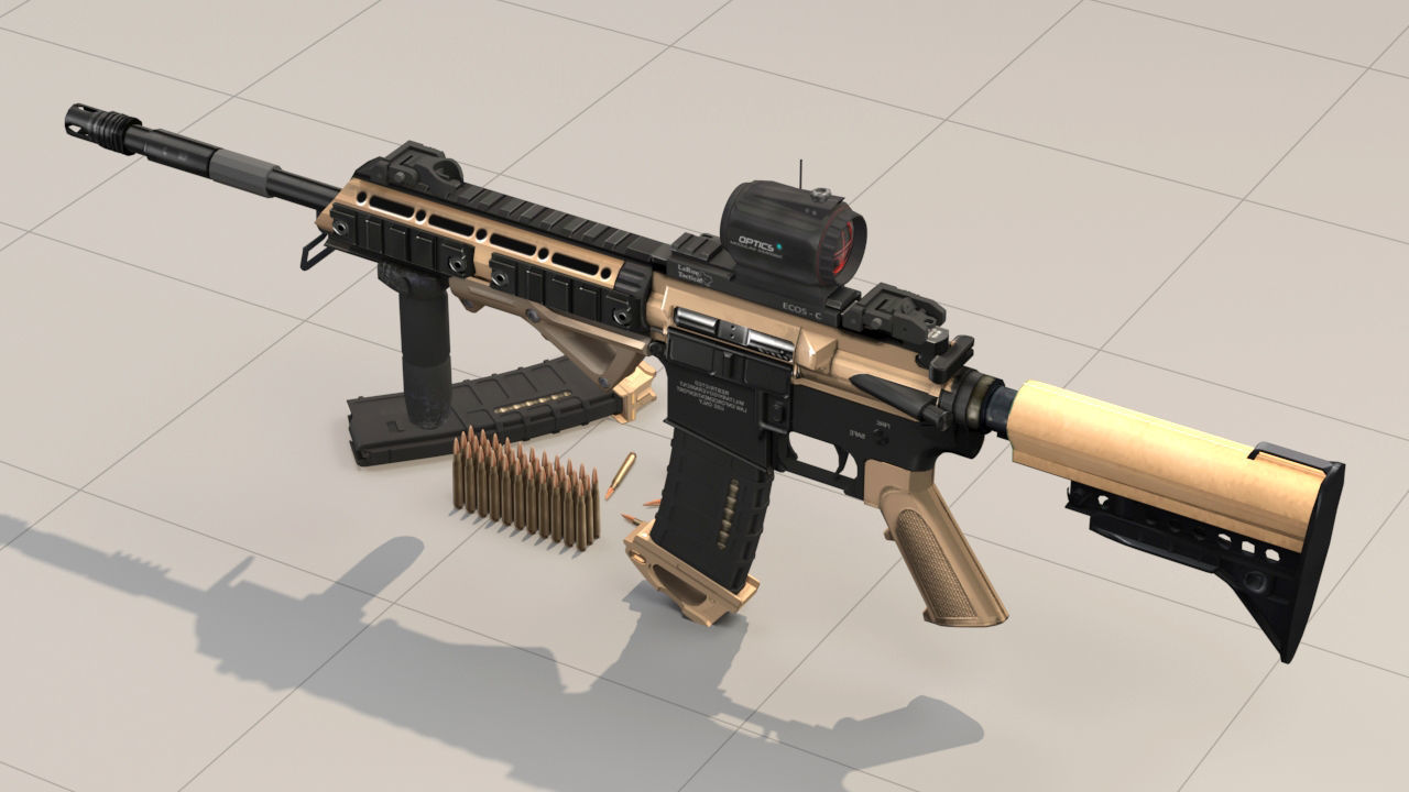 Rifle model AR15 Low-poly 3D model_10