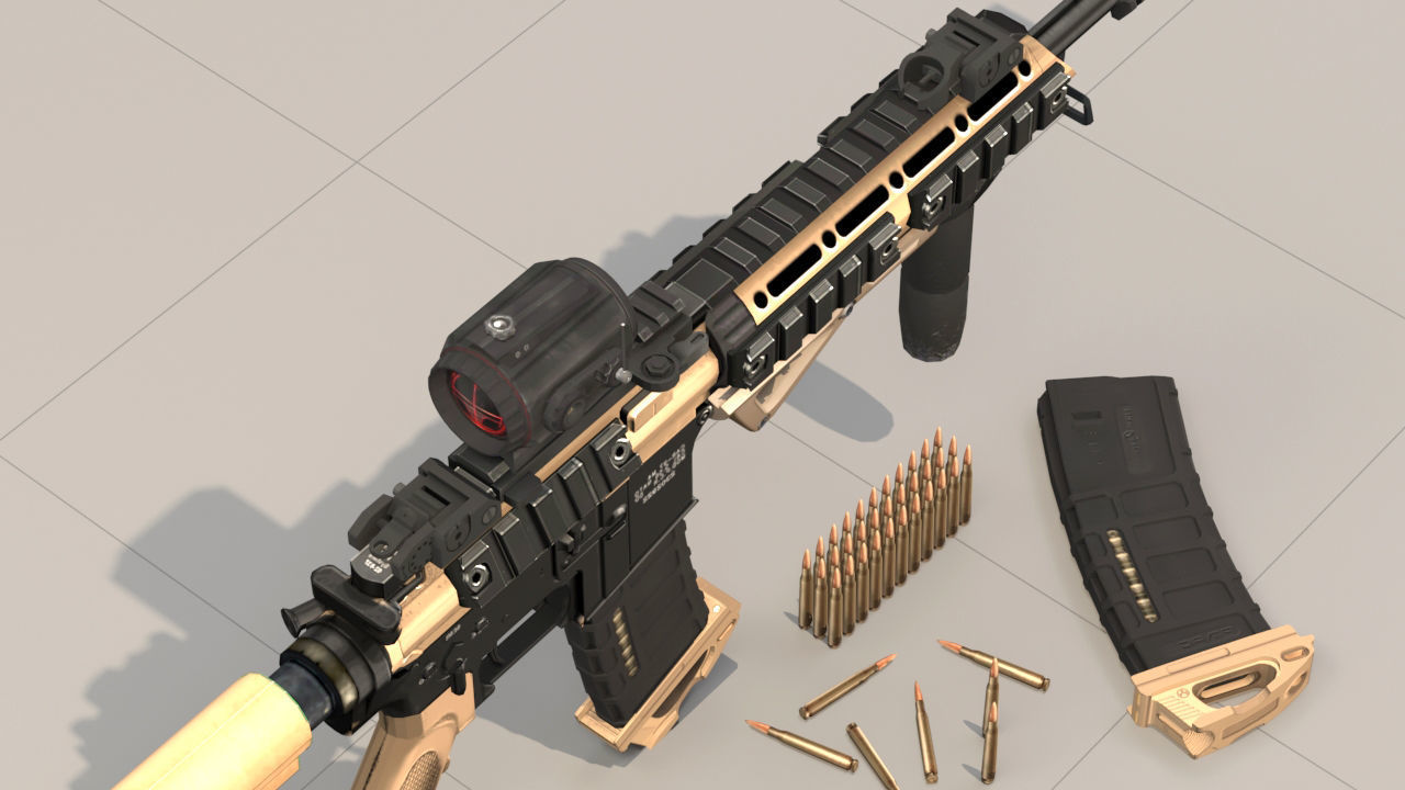 Rifle model AR15 Low-poly 3D model_12