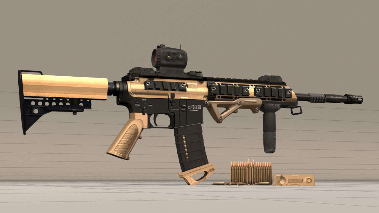 Rifle model AR15 Low-poly 3D model_5