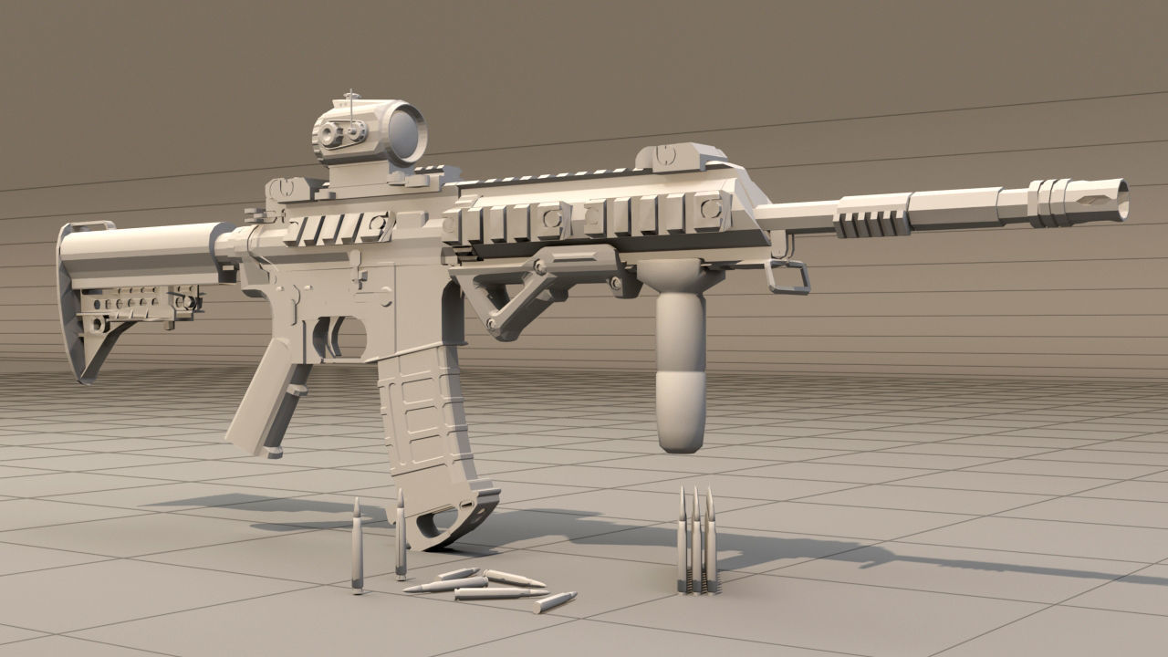 Rifle model AR15 Low-poly 3D model_16