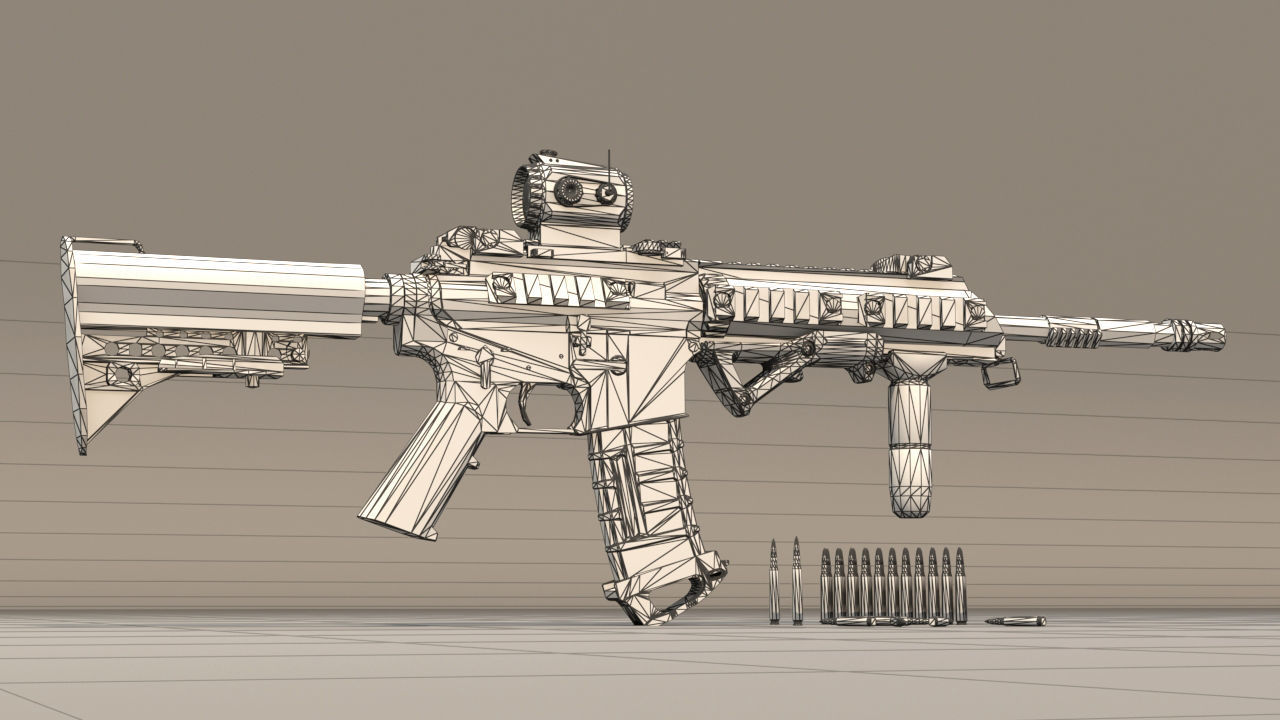 Rifle model AR15 Low-poly 3D model_18