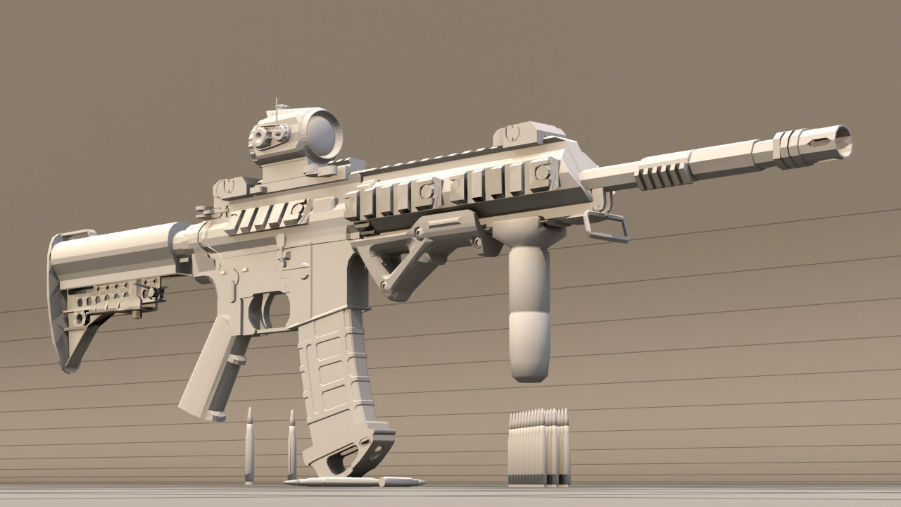 Rifle model AR15 Low-poly 3D model_15