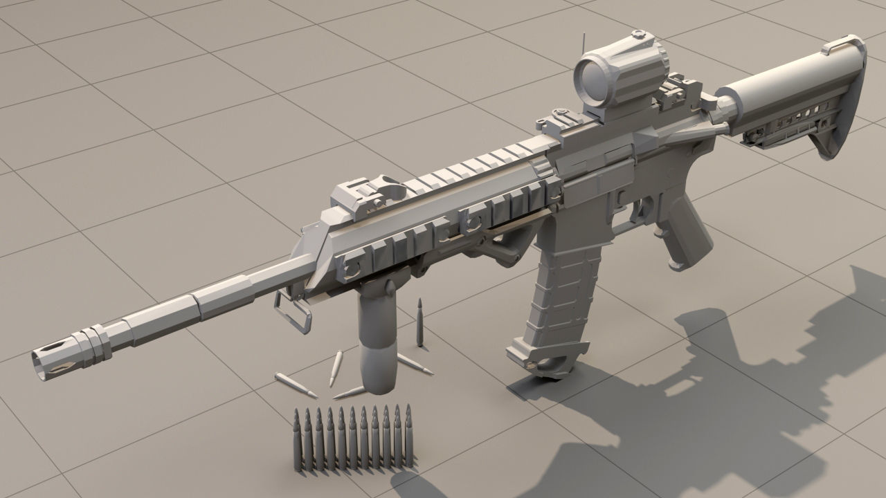 Rifle model AR15 Low-poly 3D model_13