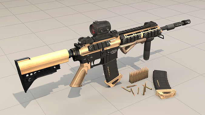 Rifle model AR15 Low-poly 3D model