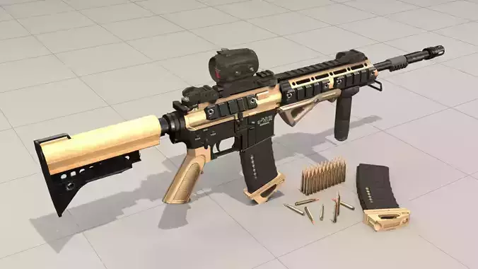 Rifle model AR15 Low-poly 3D model