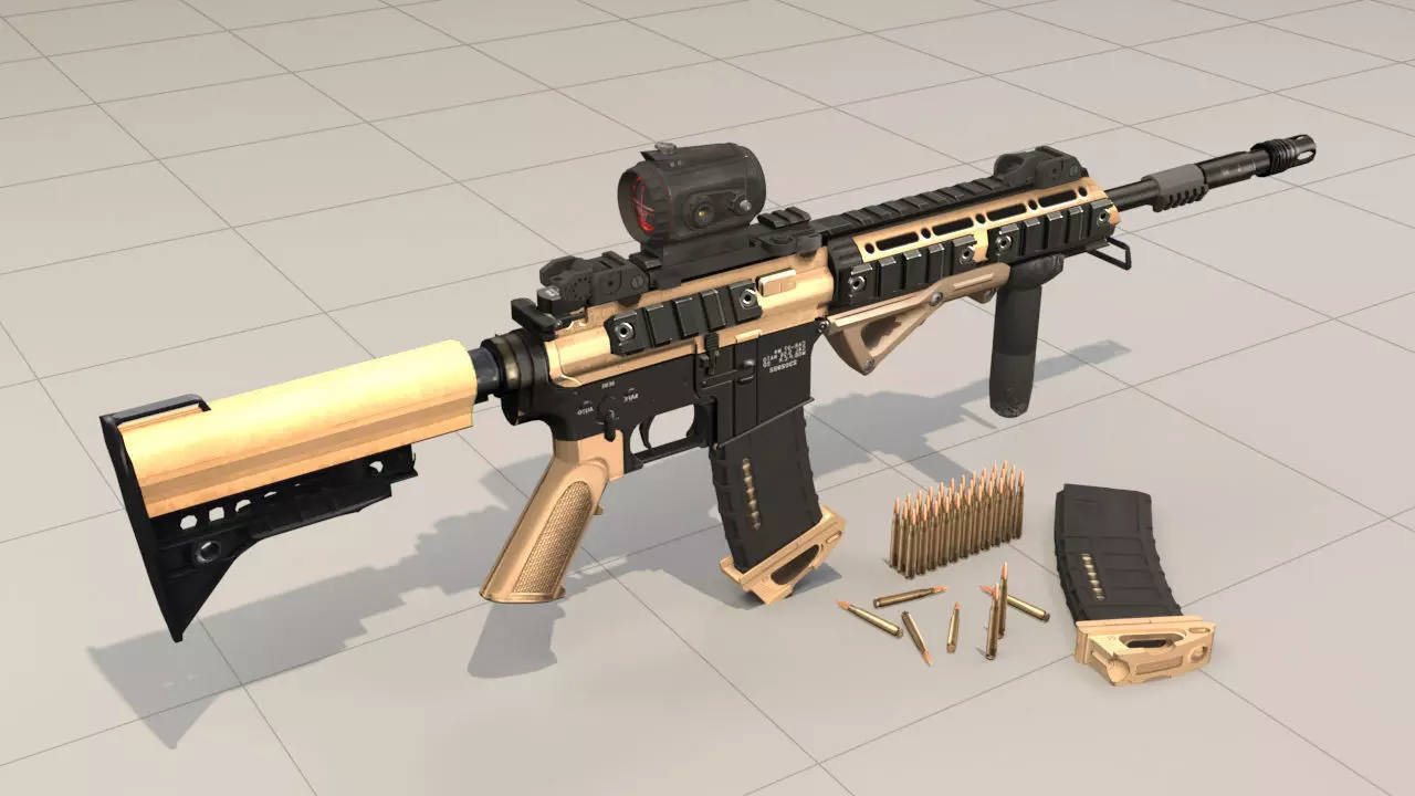 Rifle model AR15 Low-poly 3D model_0