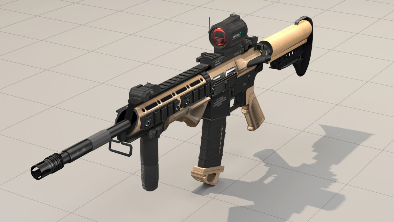 Rifle model AR15 Low-poly 3D model_1