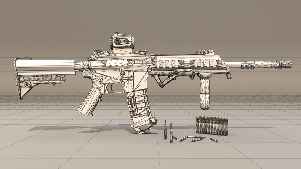 Rifle model AR15 Low-poly 3D model_19