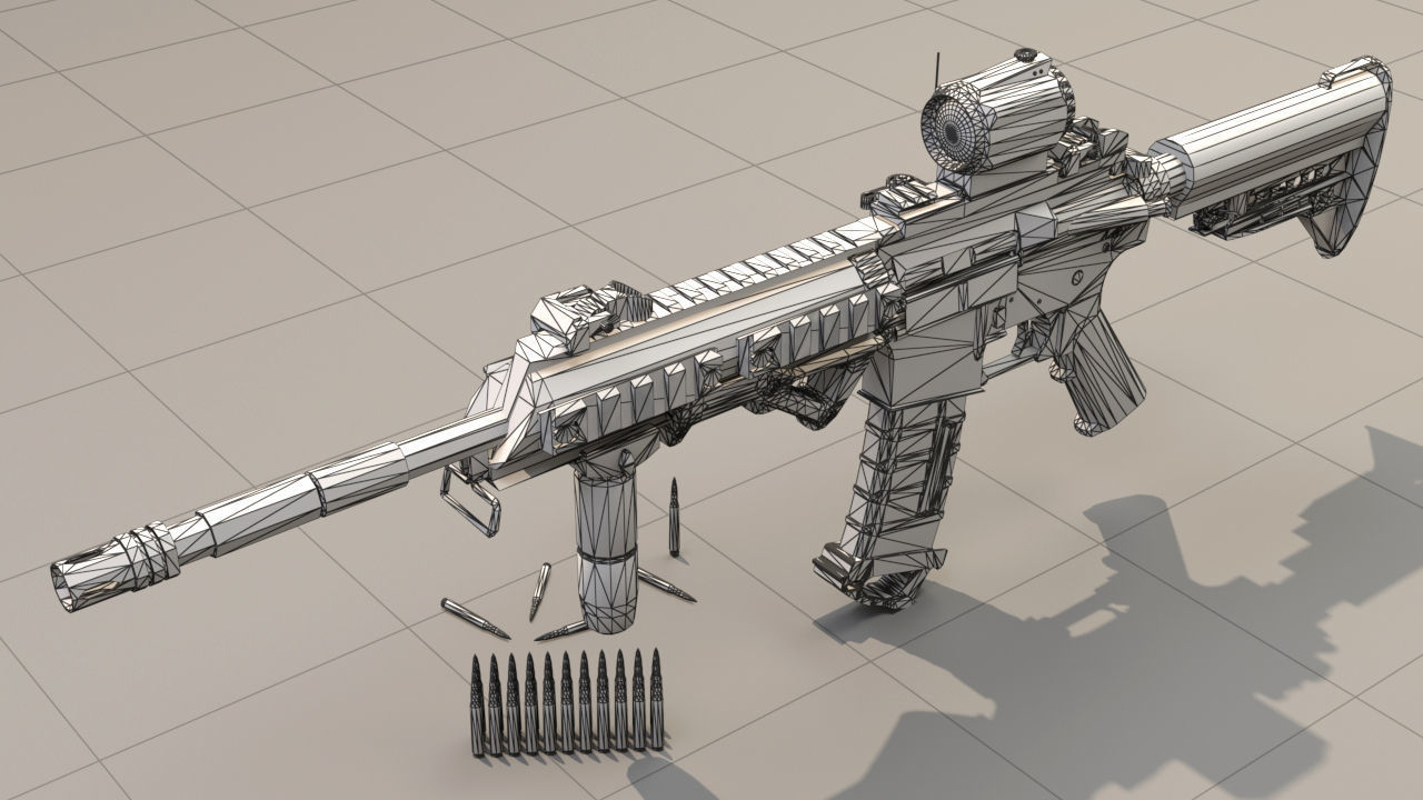 Rifle model AR15 Low-poly 3D model_14