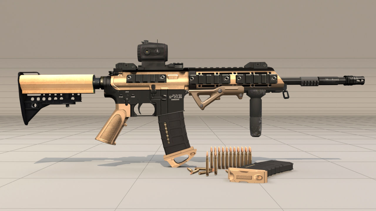 Rifle model AR15 Low-poly 3D model_7