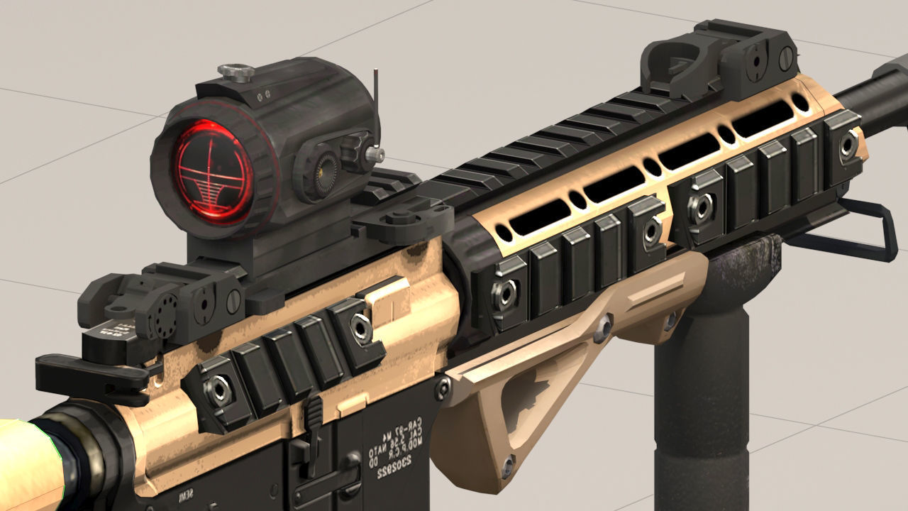 Rifle model AR15 Low-poly 3D model_3