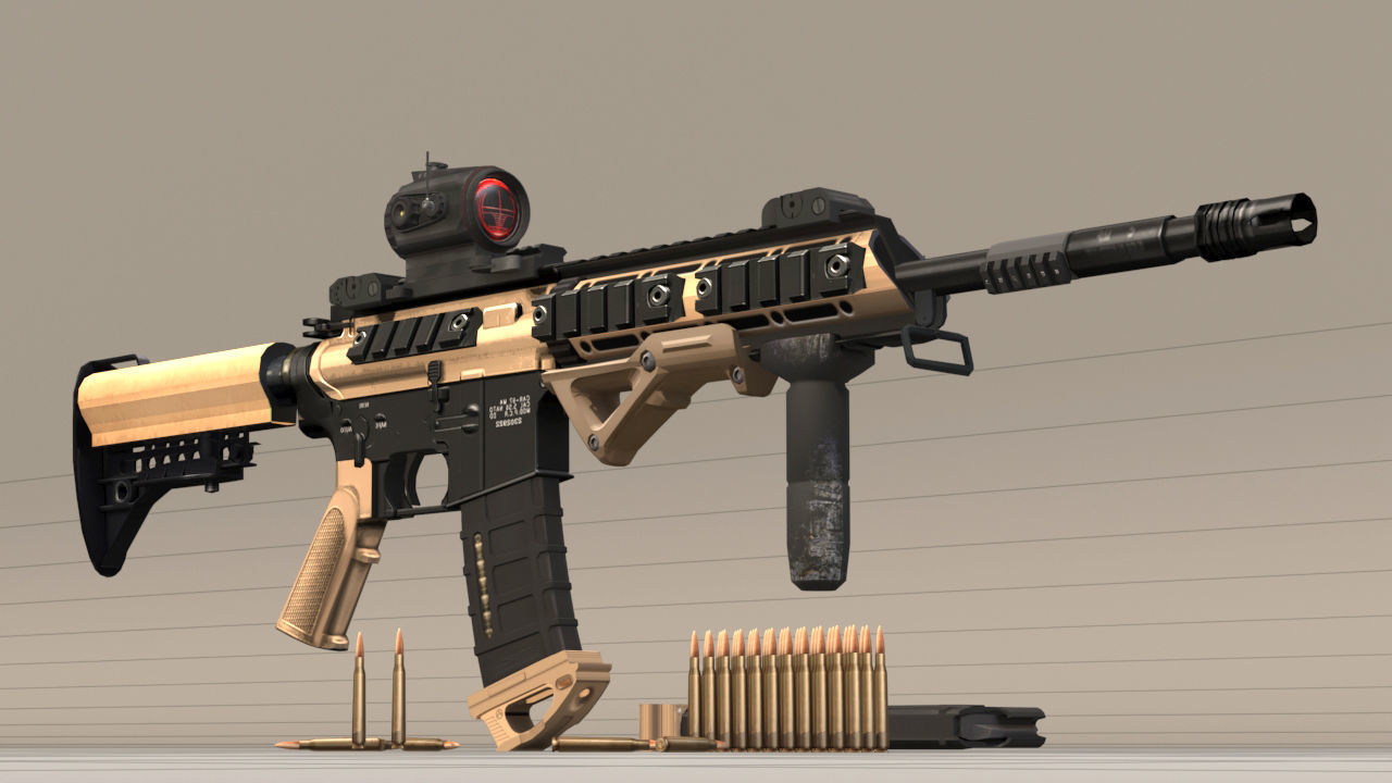 Rifle model AR15 Low-poly 3D model_4