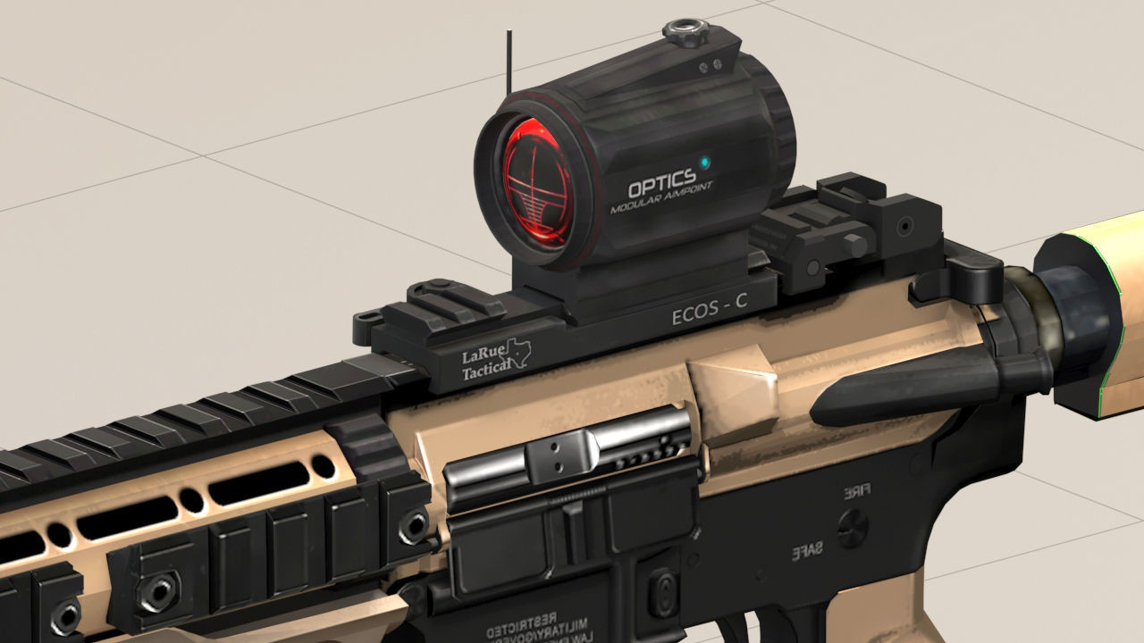 Rifle model AR15 Low-poly 3D model_2