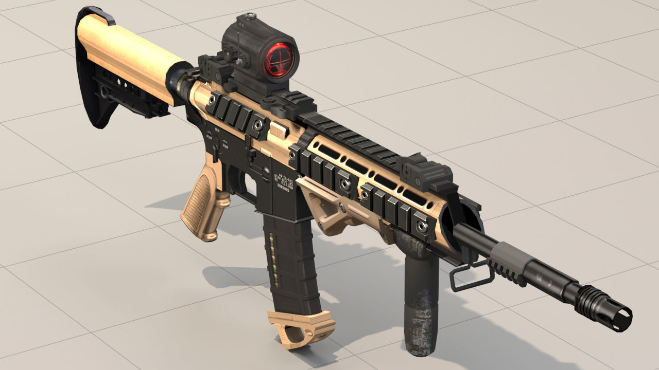 Rifle model AR15 Low-poly 3D model_11