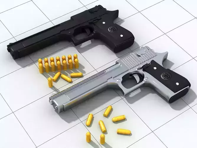 3D pistolet print model two pistols