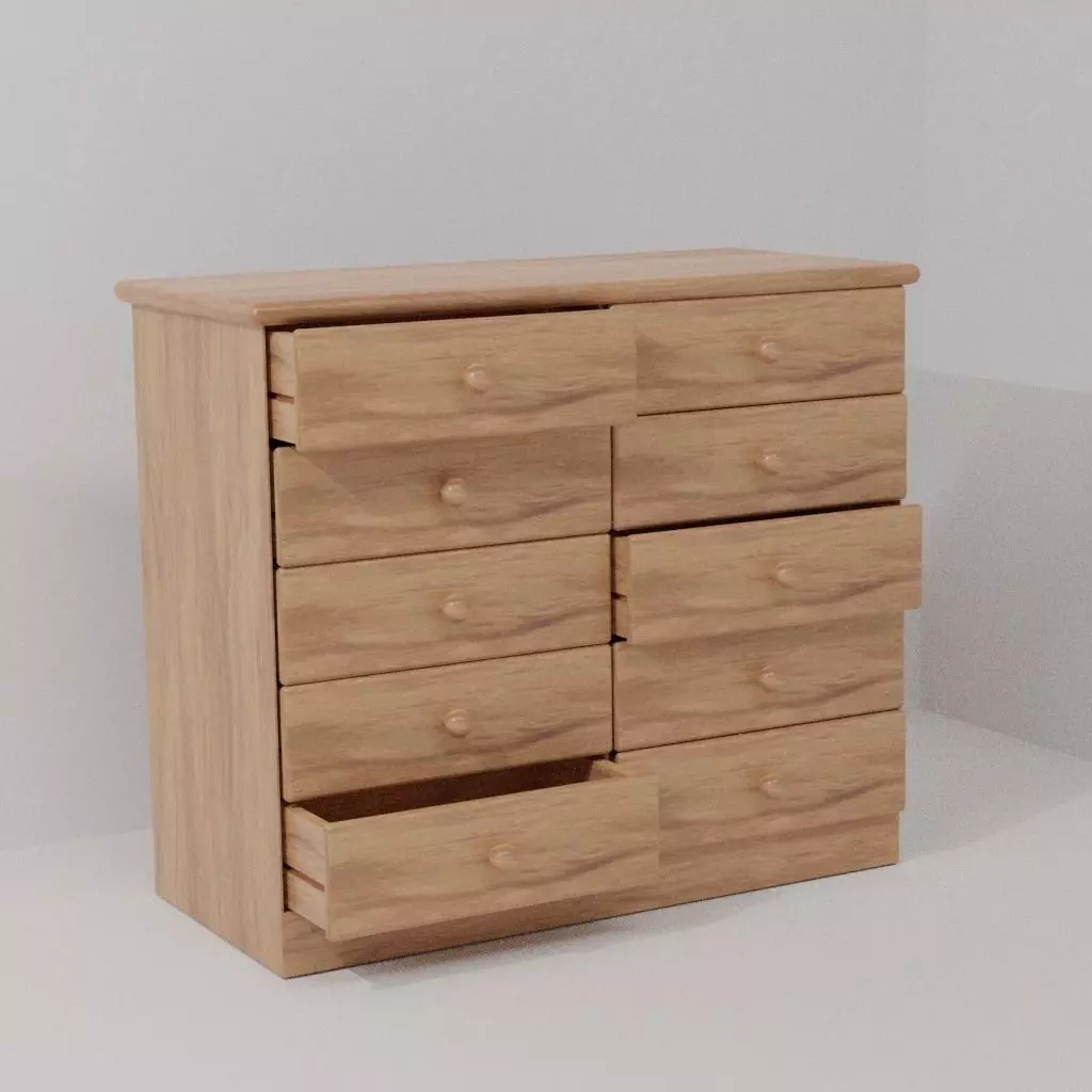 Cabinet wooden chest of drawers 3D model_0