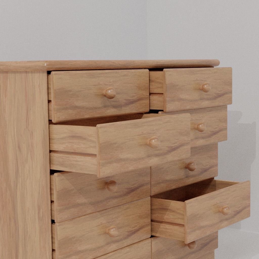 Cabinet wooden chest of drawers 3D model_2