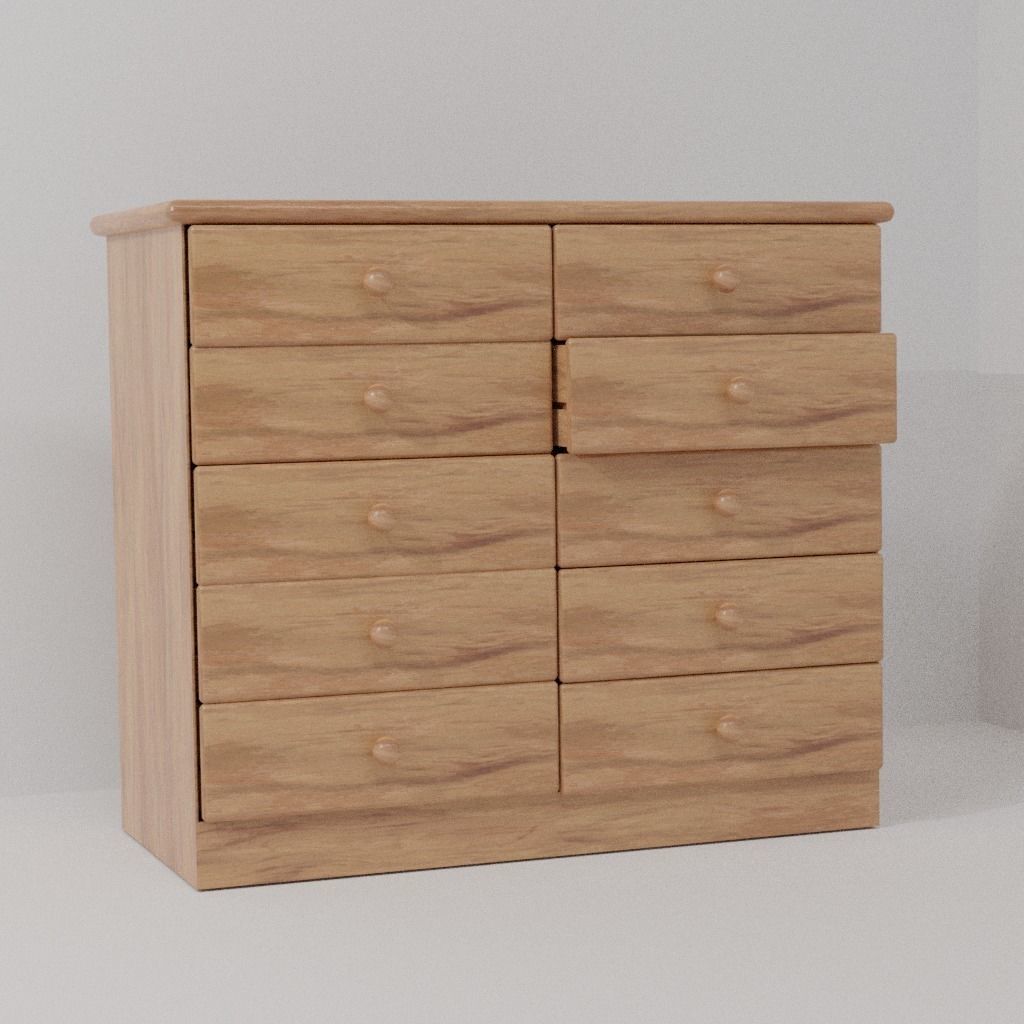 Cabinet wooden chest of drawers 3D model_3