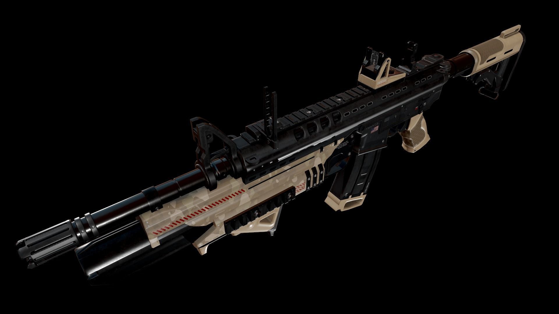 Modern Assault Rifle Low-poly 3D model_4