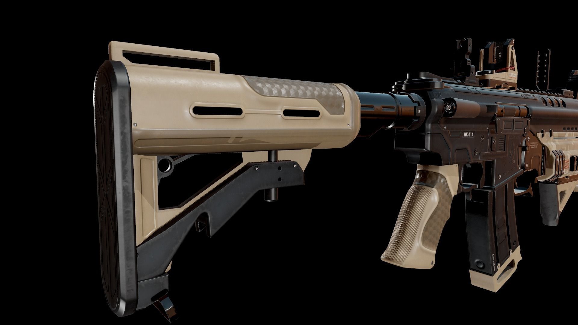 Modern Assault Rifle Low-poly 3D model_13