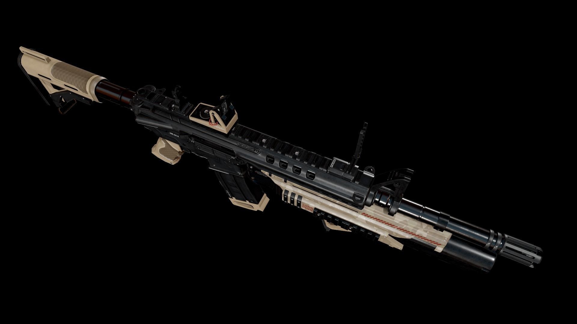 Modern Assault Rifle Low-poly 3D model_3