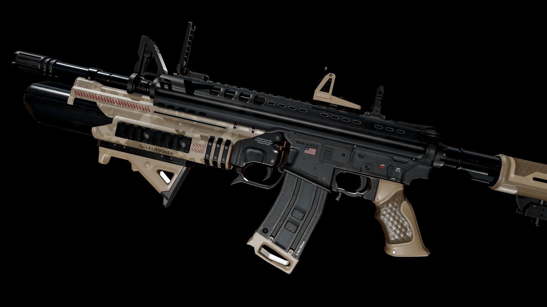 Modern Assault Rifle Low-poly 3D model_25