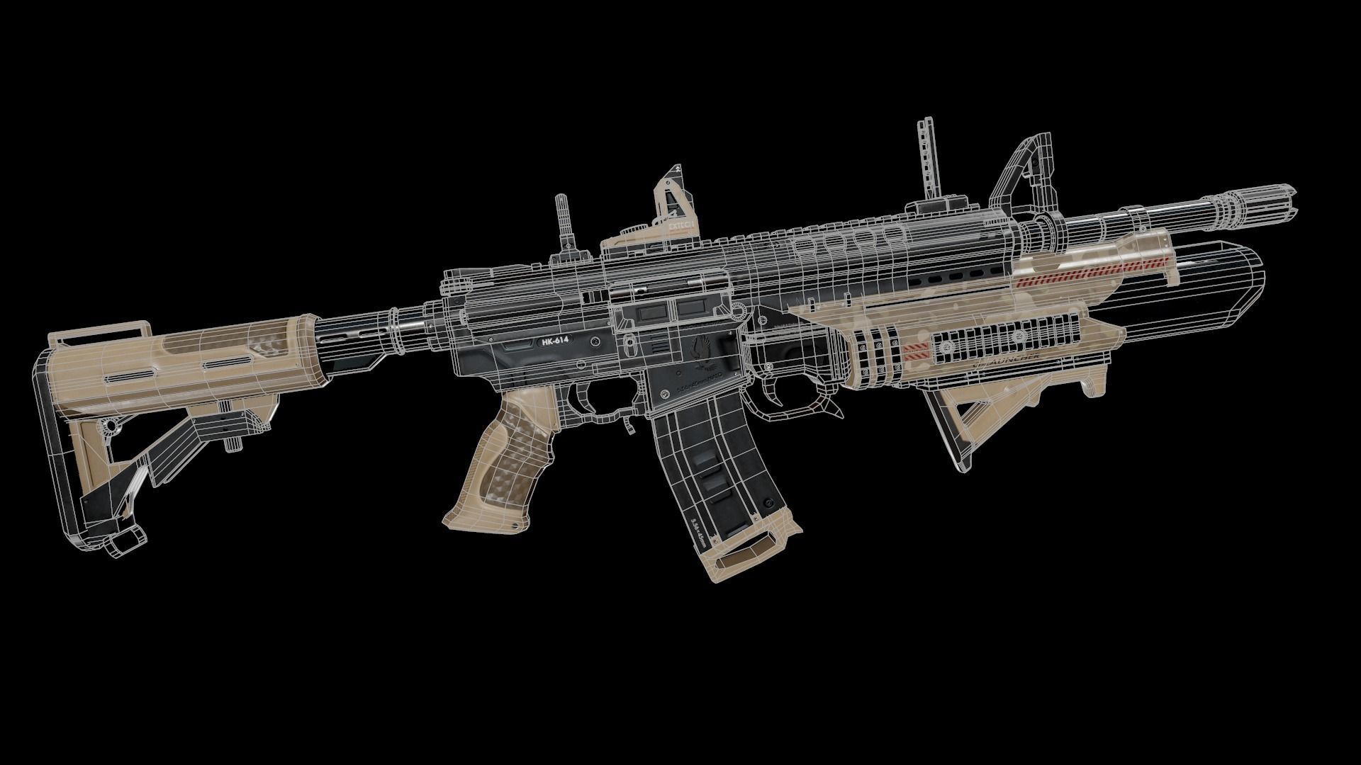 Modern Assault Rifle Low-poly 3D model_27
