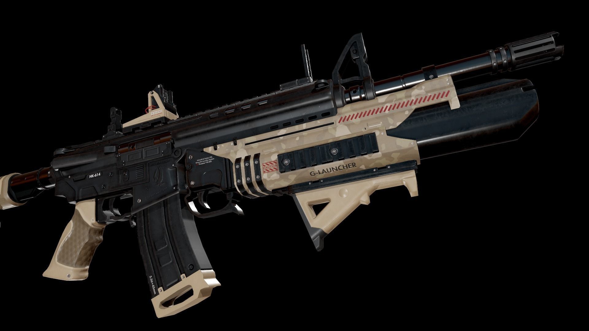 Modern Assault Rifle Low-poly 3D model_22