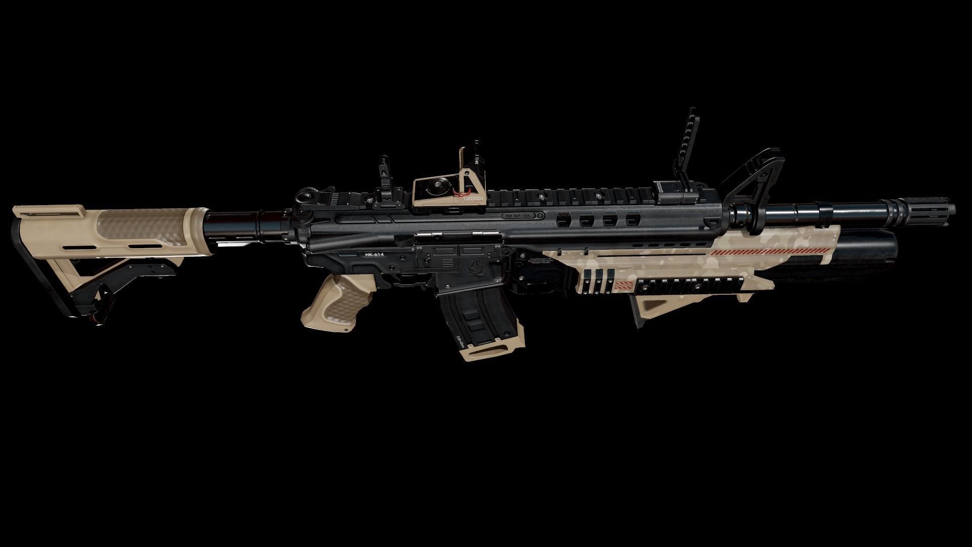 Modern Assault Rifle Low-poly 3D model_8