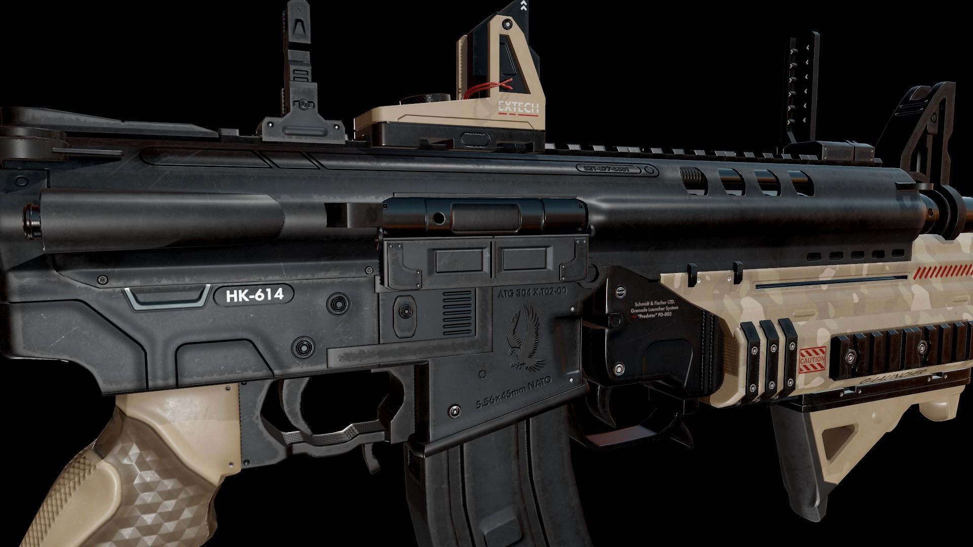 Modern Assault Rifle Low-poly 3D model_11