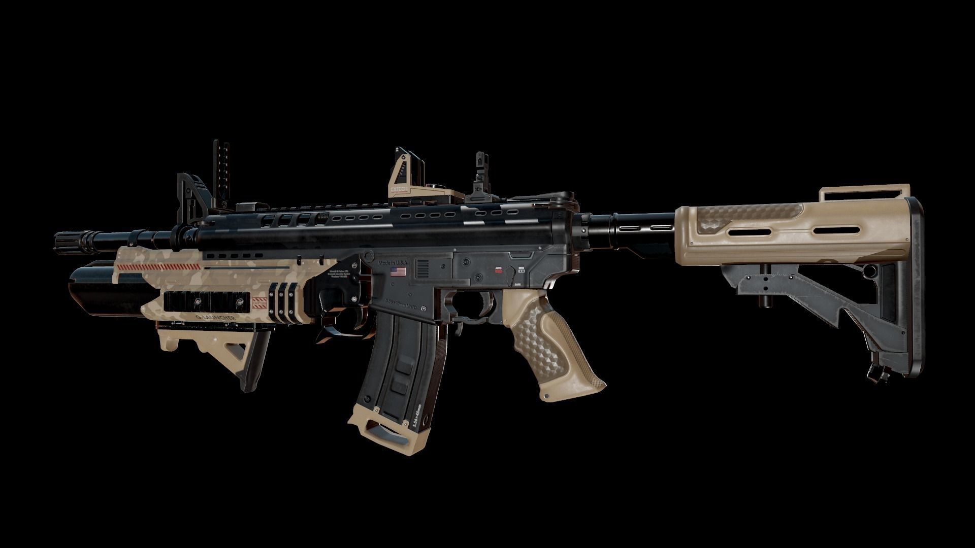 Modern Assault Rifle Low-poly 3D model_20