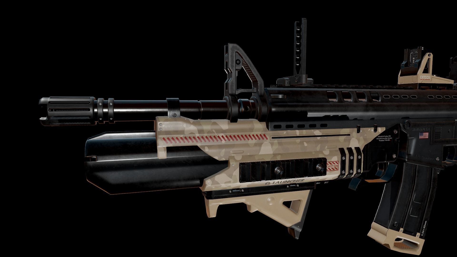 Modern Assault Rifle Low-poly 3D model_10