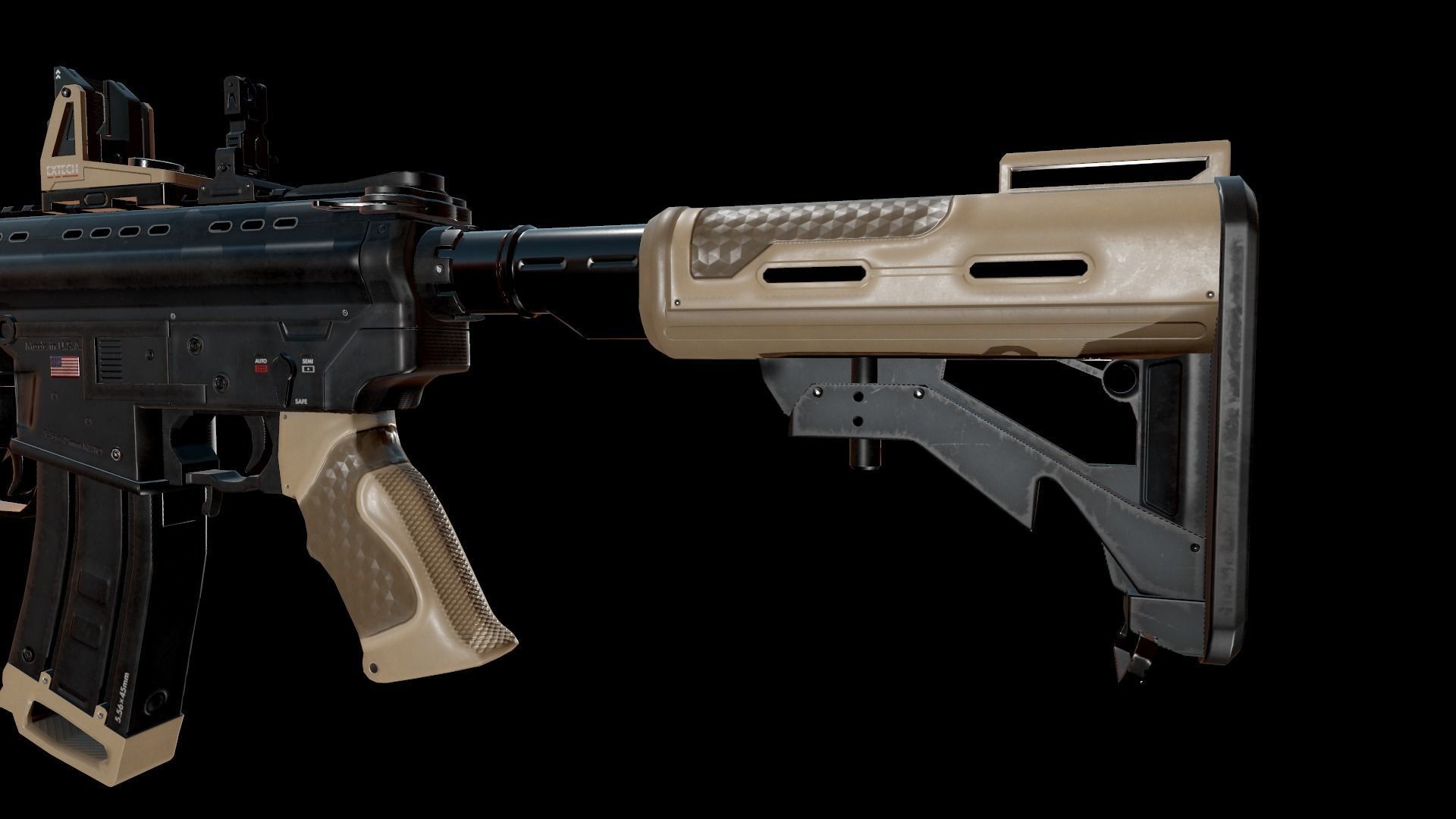 Modern Assault Rifle Low-poly 3D model_14