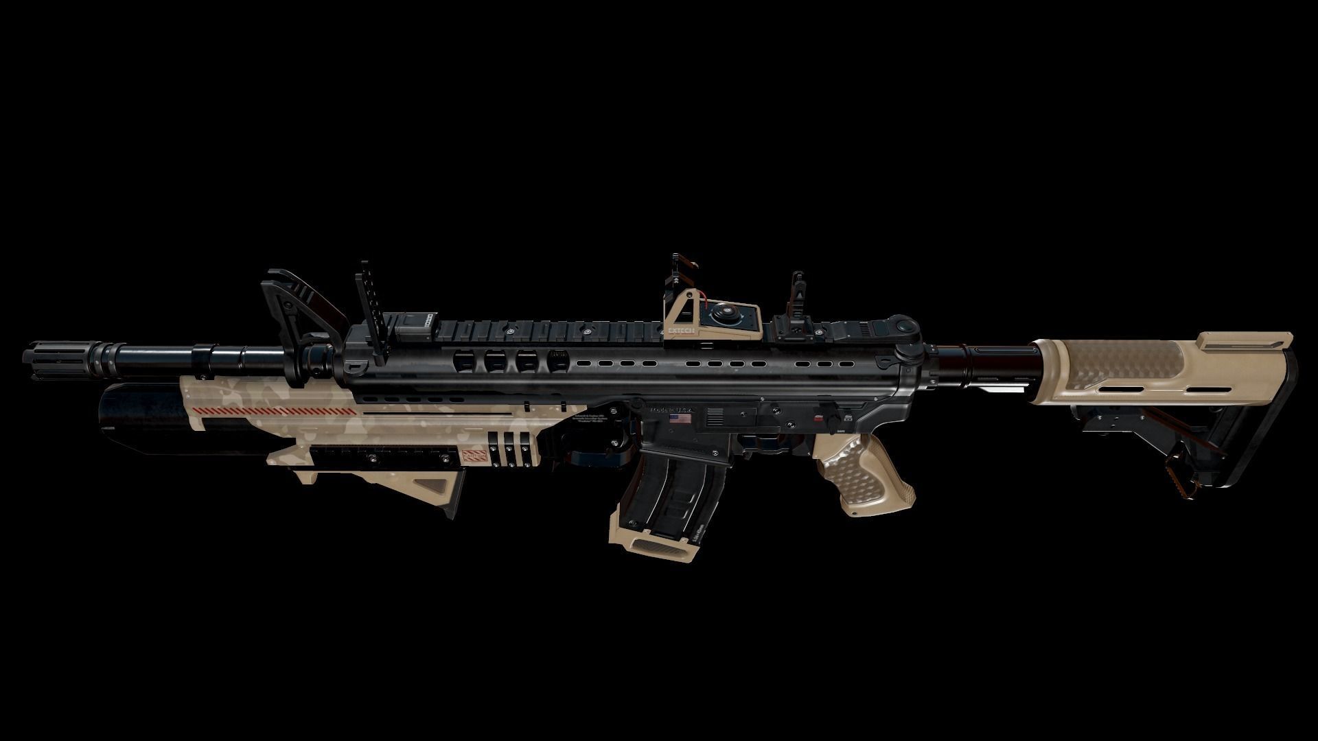 Modern Assault Rifle Low-poly 3D model_6