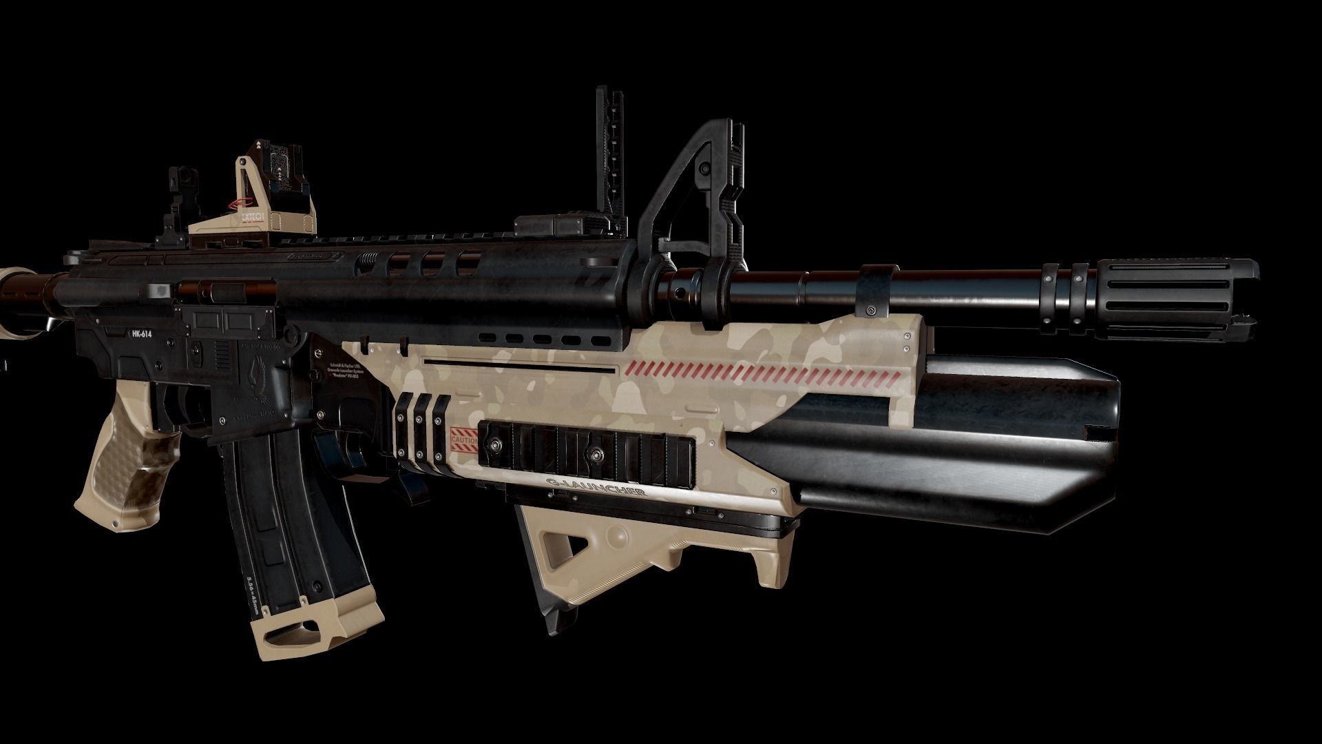 Modern Assault Rifle Low-poly 3D model_12