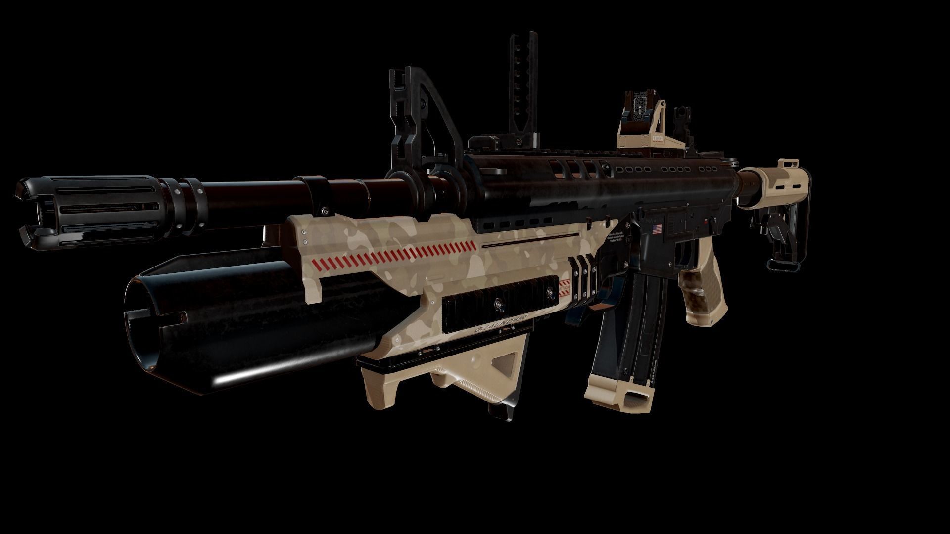 Modern Assault Rifle Low-poly 3D model_17