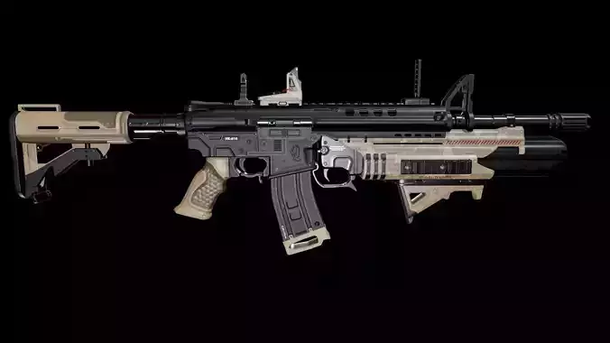 Modern Assault Rifle Low-poly 3D model