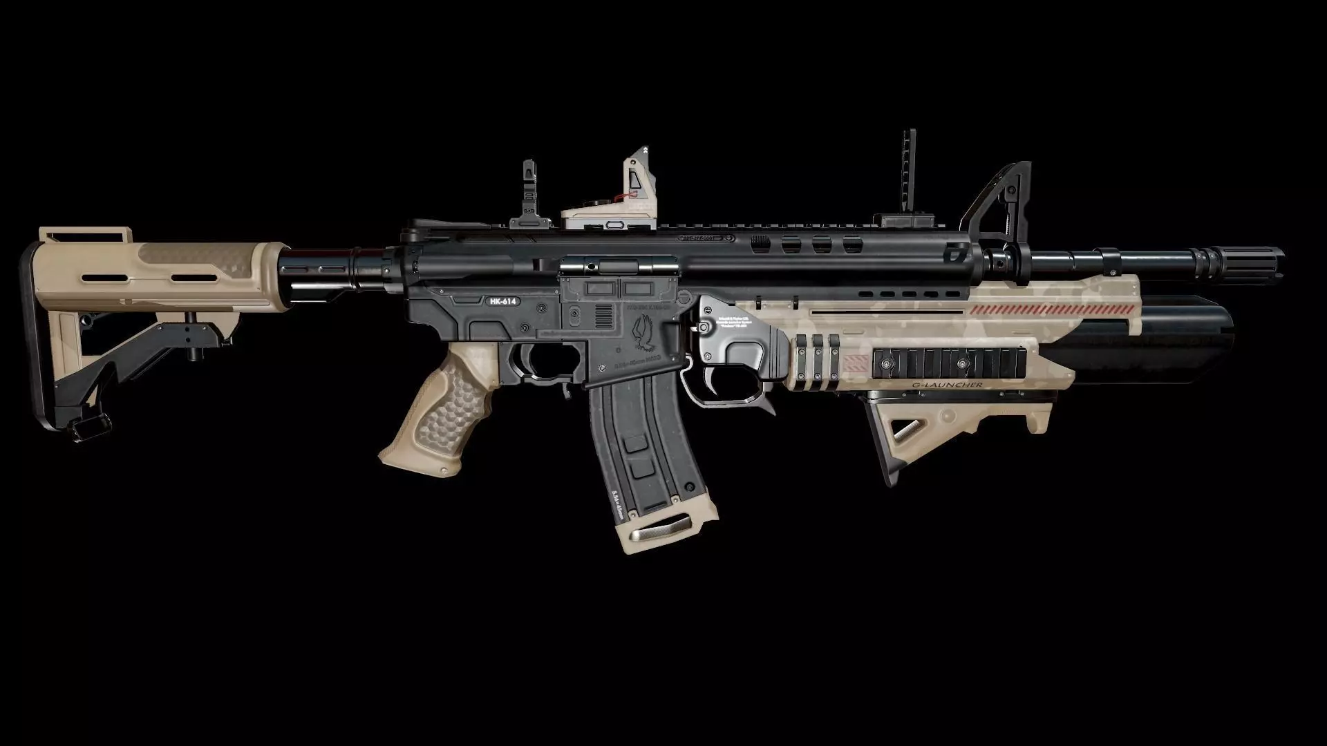 Modern Assault Rifle Low-poly 3D model_0