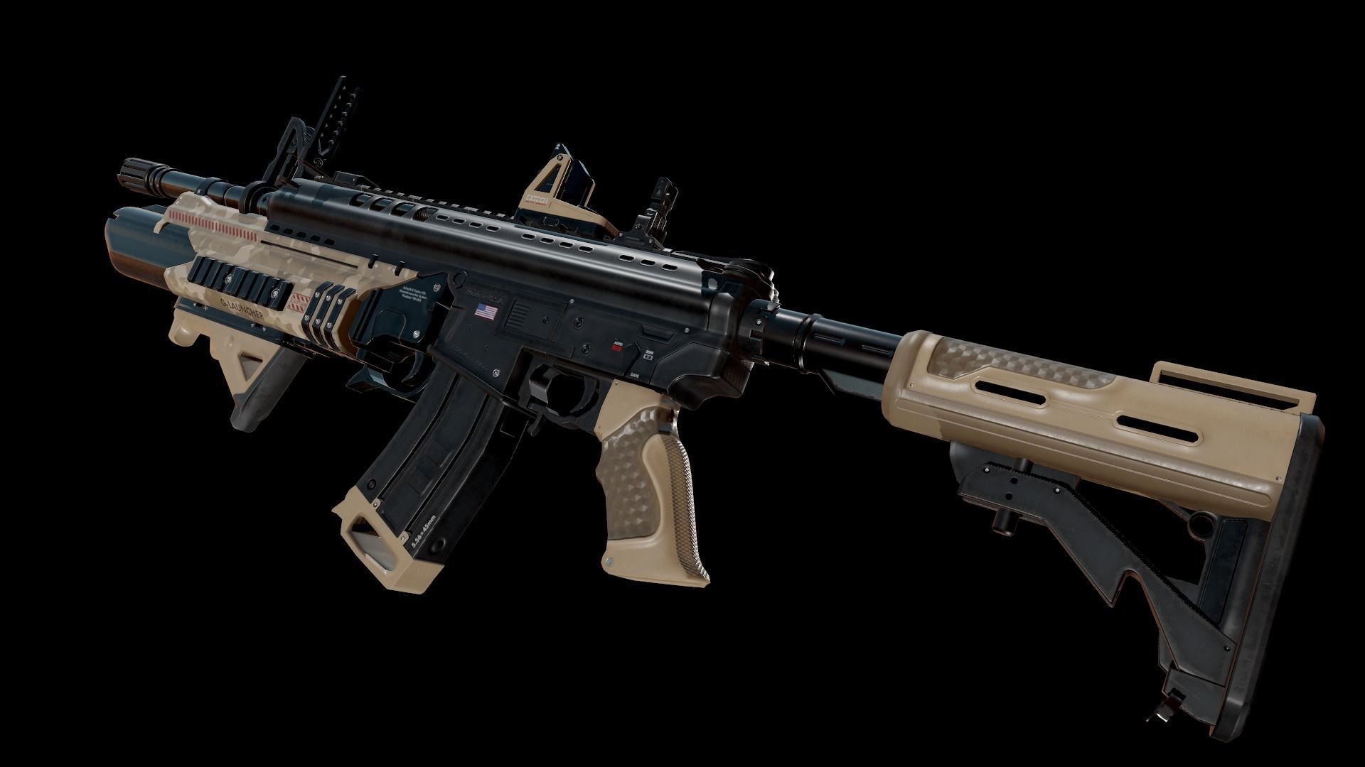 Modern Assault Rifle Low-poly 3D model_24