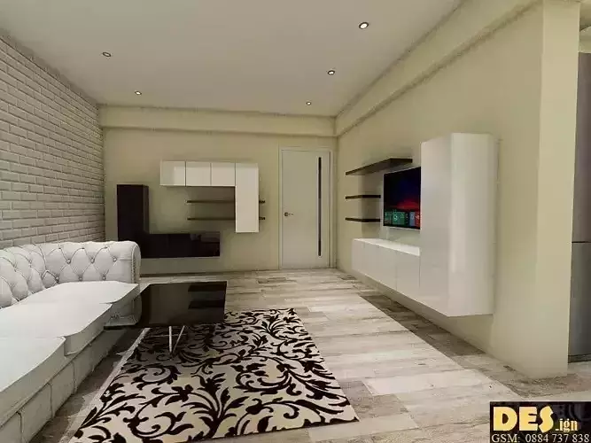 KITCHEN living room with walls and furniture