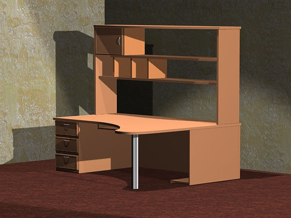 Computer desk 3D model_4