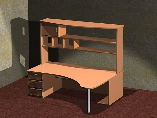 Computer desk 3D model_3
