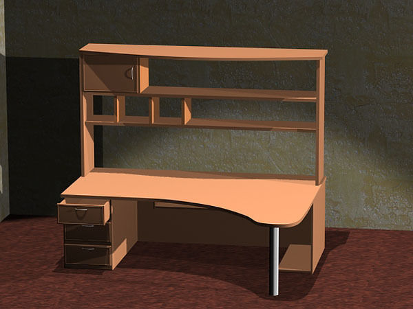 Computer desk 3D model_2