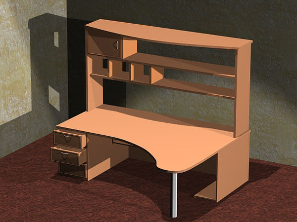 Computer desk 3D model_1