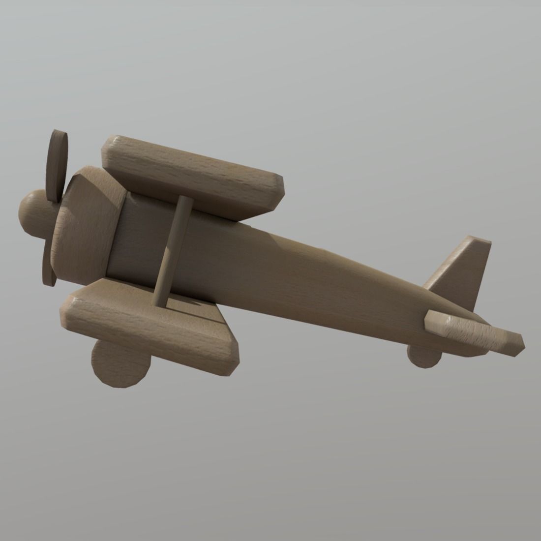 Wooden Plane Low-poly 3D model_2