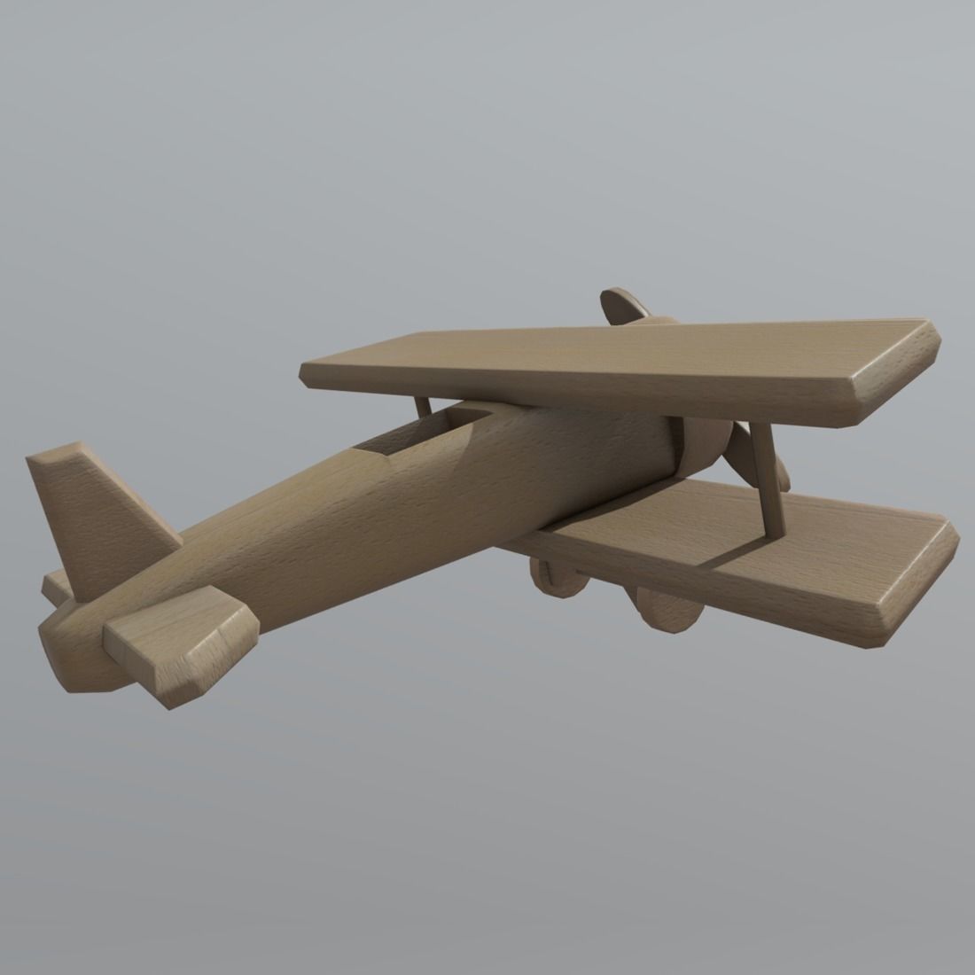 Wooden Plane Low-poly 3D model_5