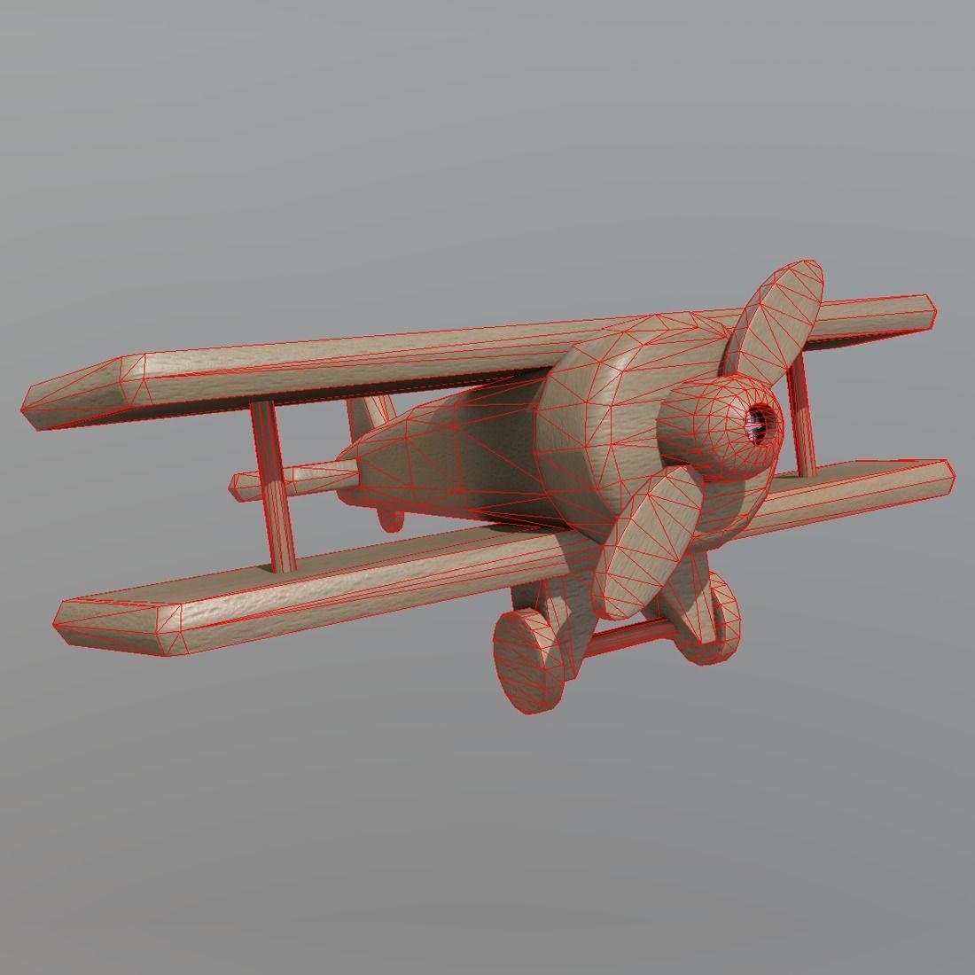 Wooden Plane Low-poly 3D model_7